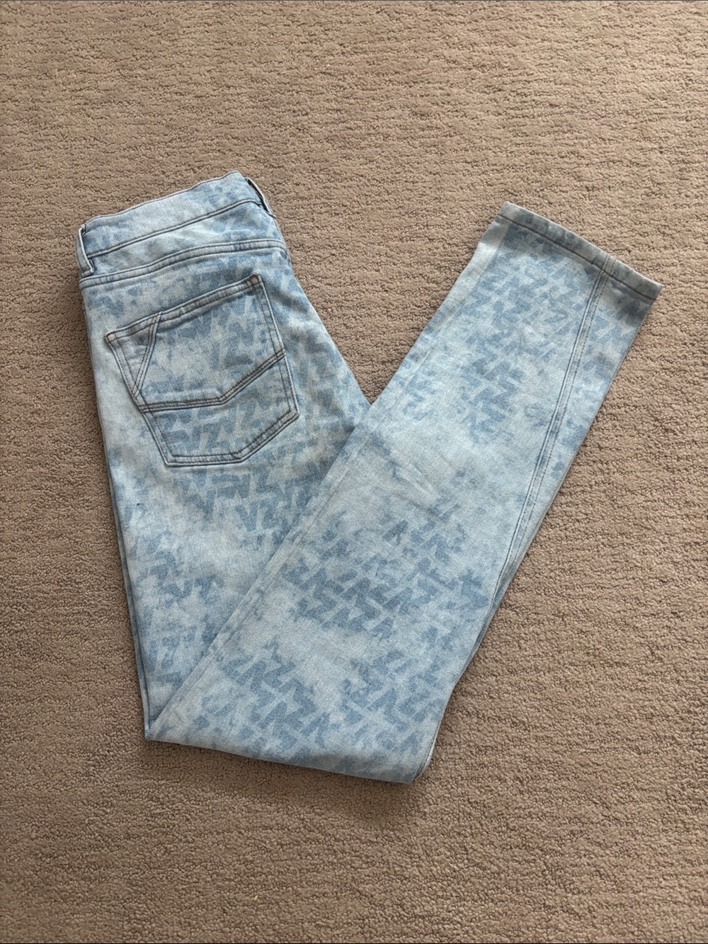 Zadig & Voltaire Light Blue Patterned Straight-Leg Jeans